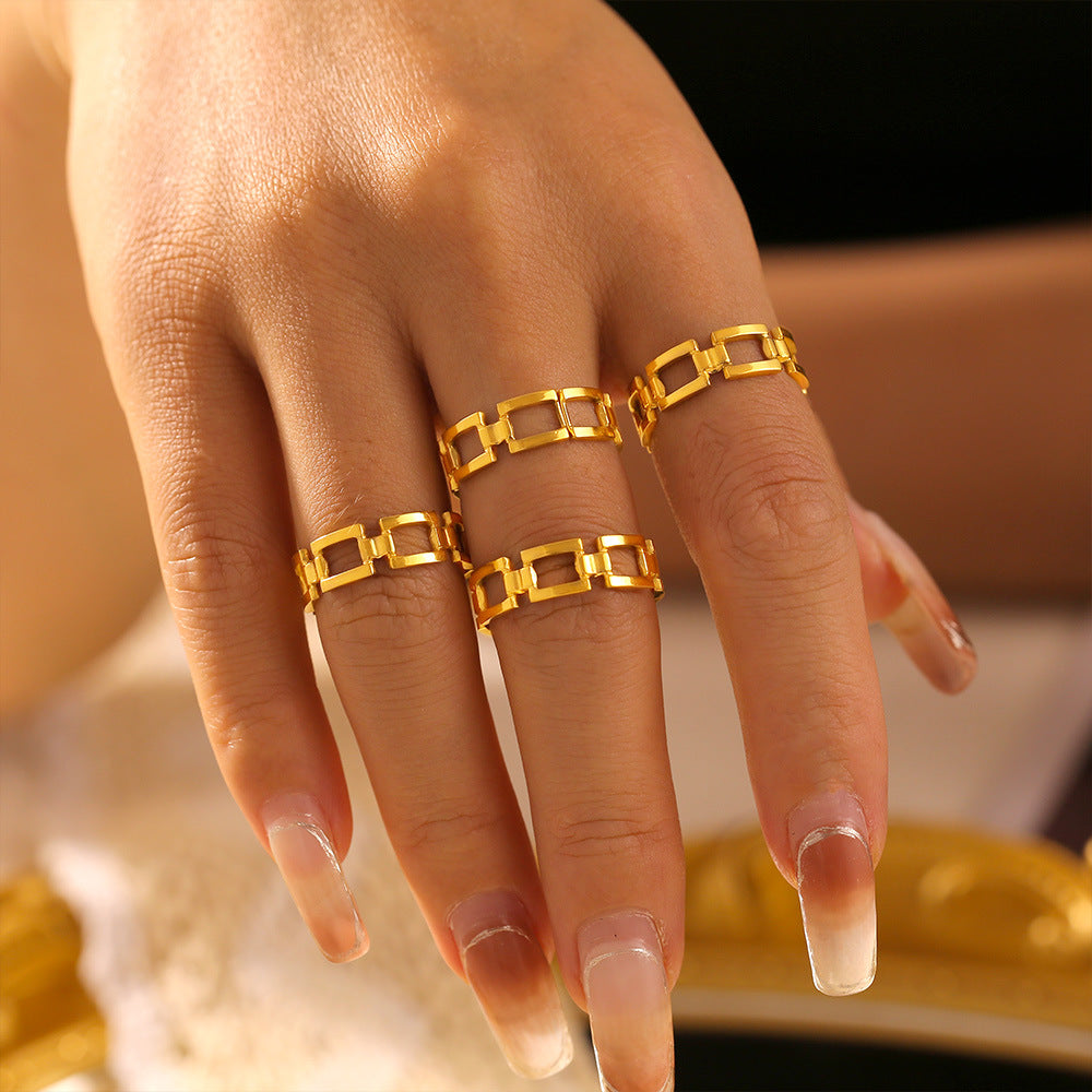 Damenring aus Titanstahl mit modernem Kettendesign Shop Nory