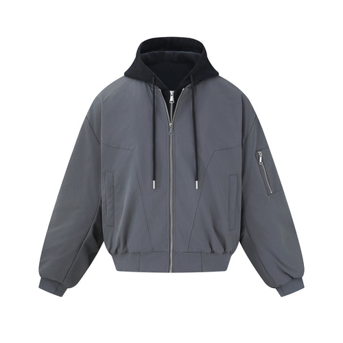 Herren Kurz geschnittener Boxy-Hoodie‑Bomber mit Kapuzen‑Einsatz und Utility‑Taschen Shop Nory