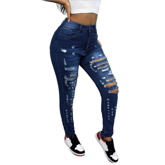 Damen Hochtaillierte Ripped-Skinny-Jeans mit taillenformendem Komfortbund Shop Nory
