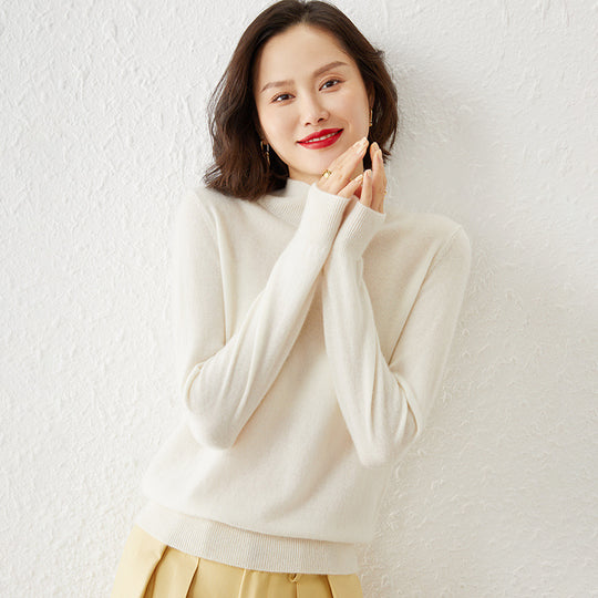 Damen Luxuriöser Kaschmir-Feinstrickpullover mit Stehkragen Shop Nory