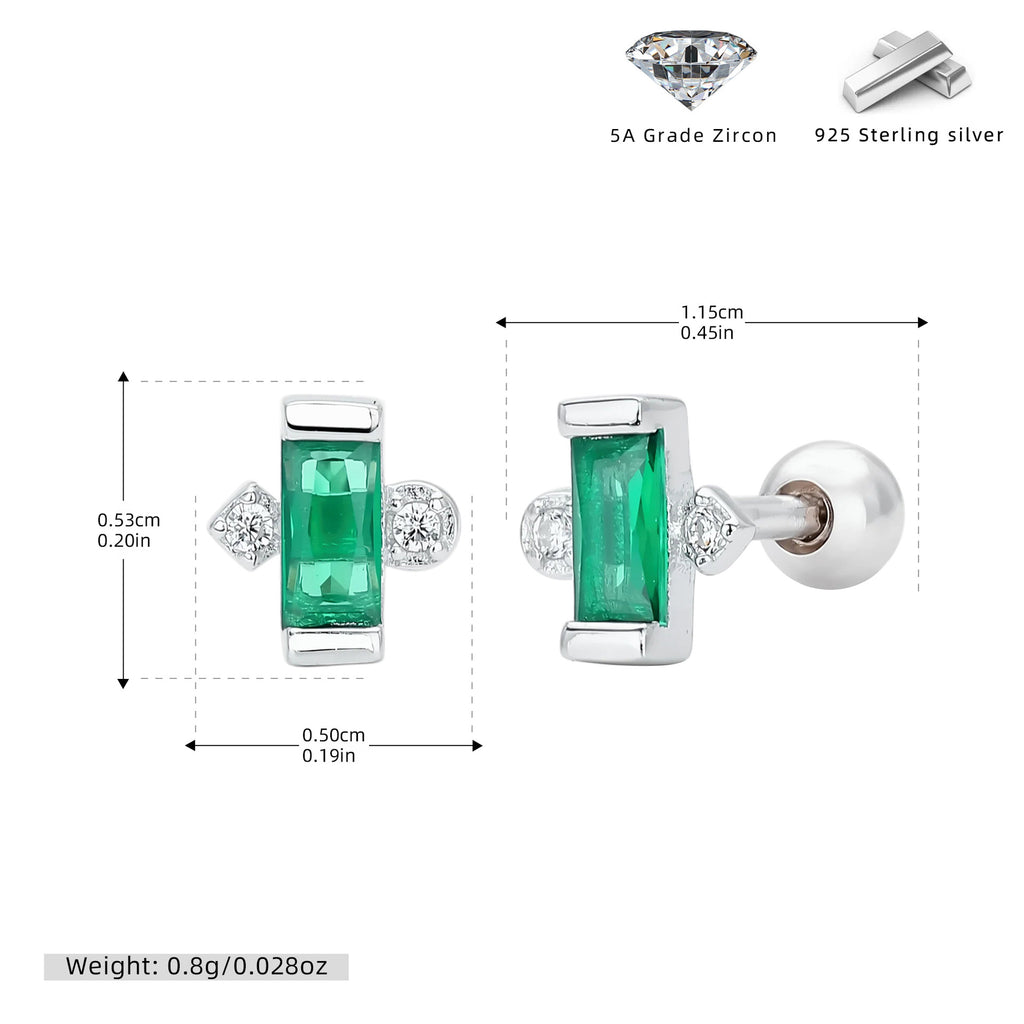Damen Ohrstecker mit funkelnden Zirkon-Akzenten und grünem Edelstein Shop Nory