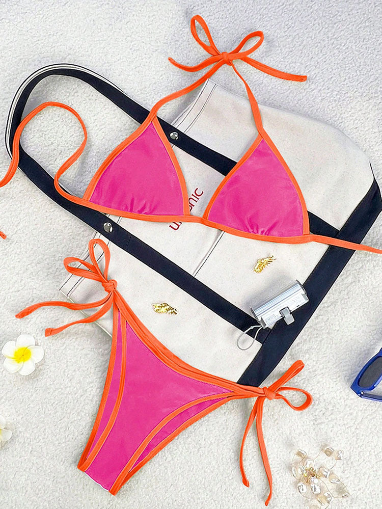 Damen Triangel-Bikini mit verspielten Schleifen