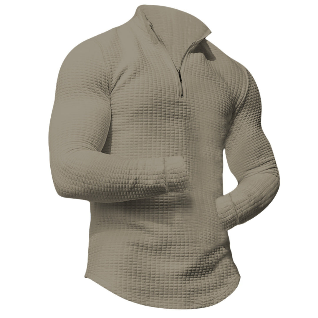 Herren Waffelstrick-Langarmshirt mit kurzem Reißverschluss Shop Nory