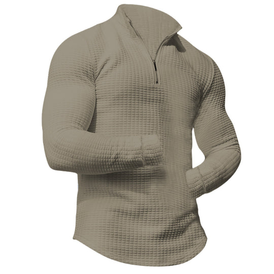 Herren Waffelstrick-Langarmshirt mit kurzem Reißverschluss Shop Nory