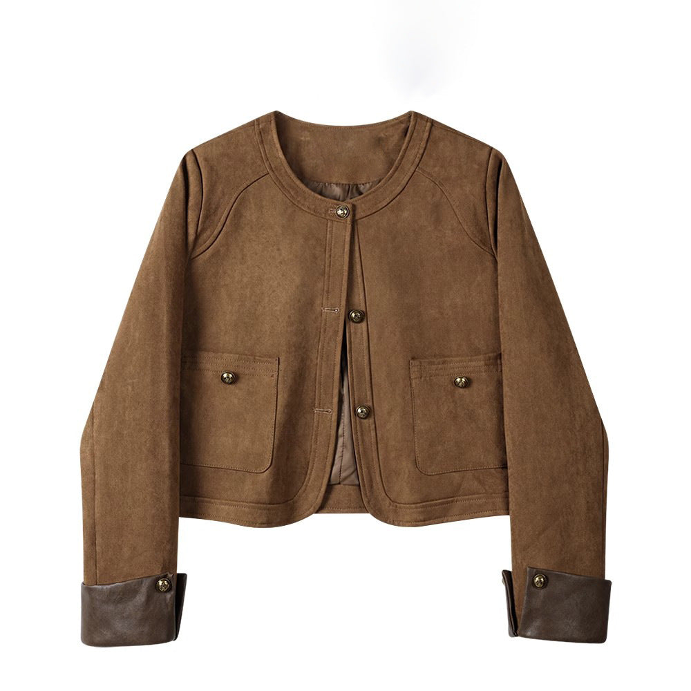Damen Modische Wildlederjacke mit Taschen Shop Nory