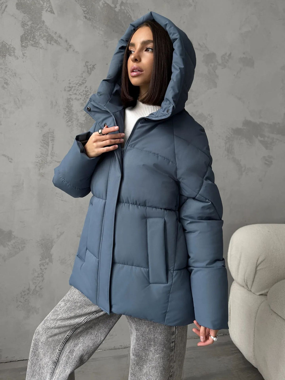 Damen Modische Oversized Daunenjacke