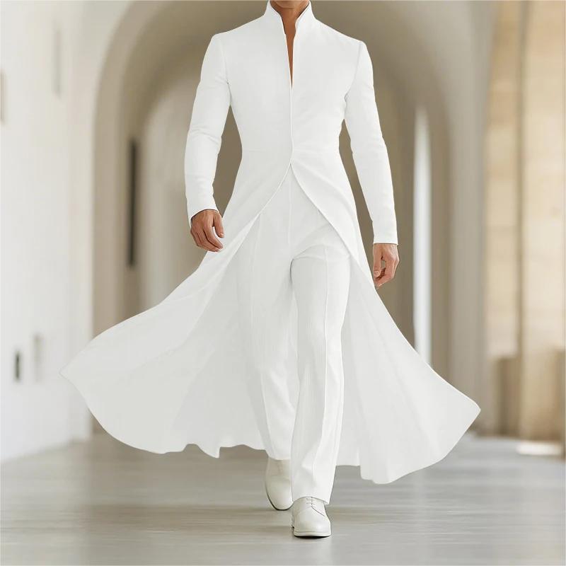 Damen Offener Fließender Maxi-Mantel mit Reverskragen Shop Nory