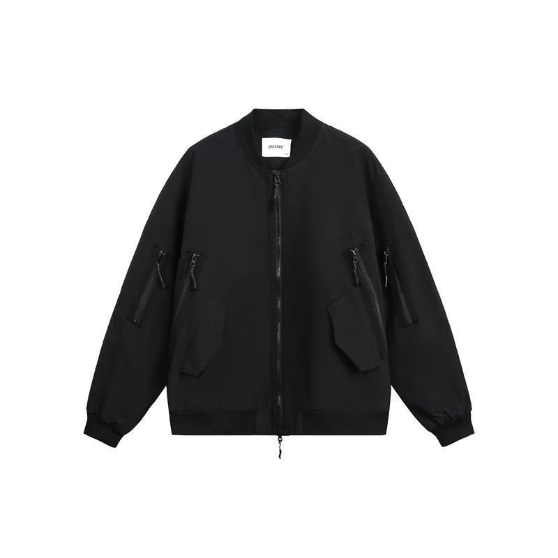 Unisex Boxy-Utility-Bomberjacke mit Mehrfachtaschen und Zwei-Wege-Reißverschluss Shop Nory
