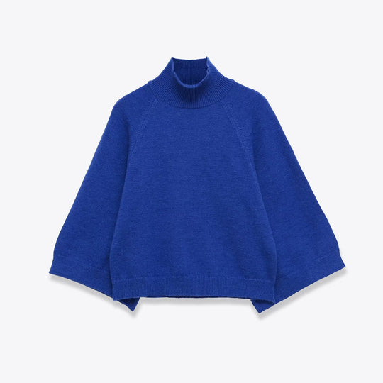 Damen Oversize Strickponcho mit Rollkragen und Raglanärmeln Shop Nory
