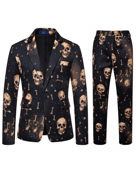 Herren Zweiteiliges Satin-Anzugsset mit grafischem Allover‑Print und schmaler Silhouette Shop Nory