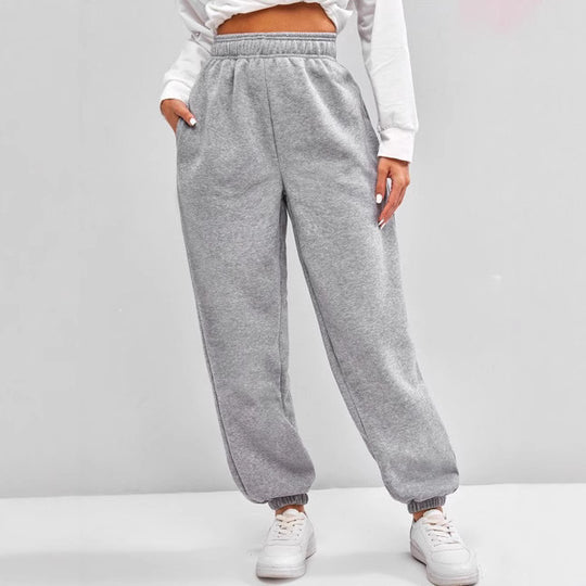 Damen nan hochgeschnittene Relax-Fit Jogginghose mit elastischem Bund, Seitentaschen und gerafften Beinbündchen Shop Nory
