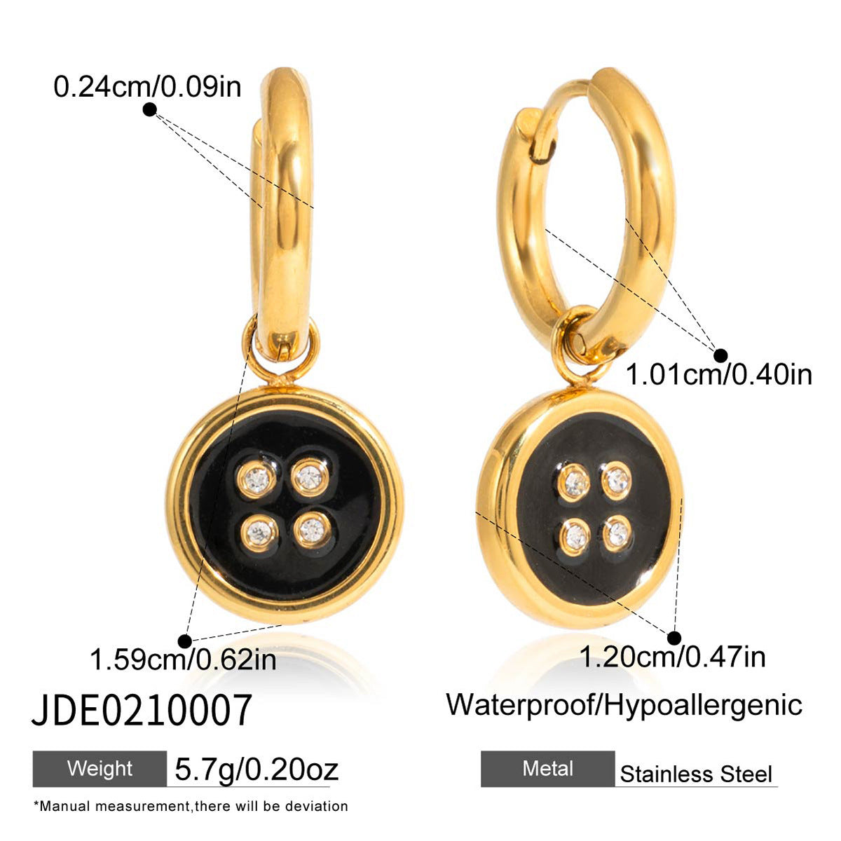 Damen Ohrhänger im eleganten Knopfdesign mit Swarovski-Kristallen Shop Nory