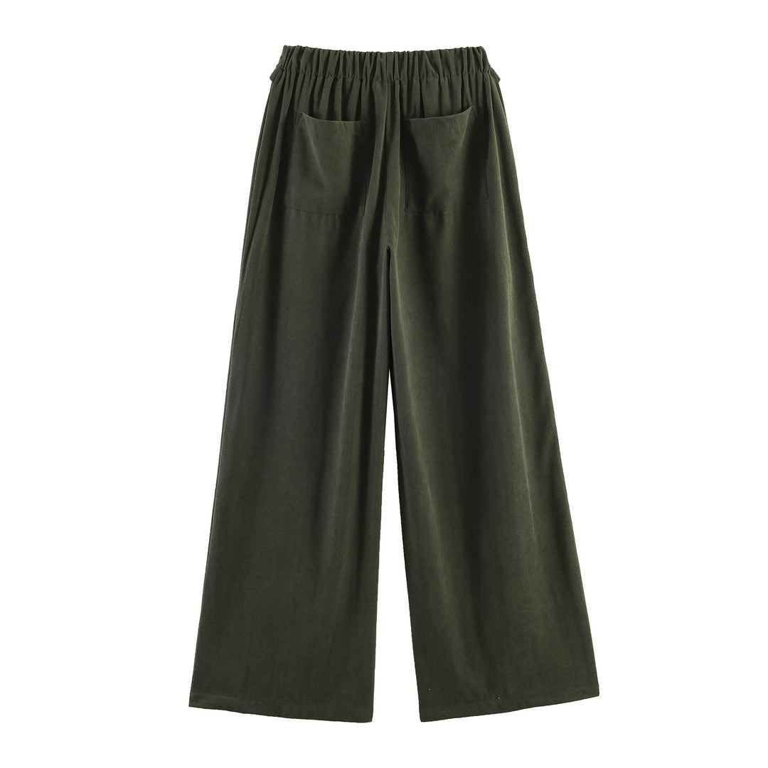 Damen Weite Highwaist‑Hose mit Umschlagbund und Cordoptik Shop Nory