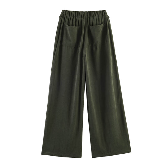 Damen Weite Highwaist‑Hose mit Umschlagbund und Cordoptik Shop Nory