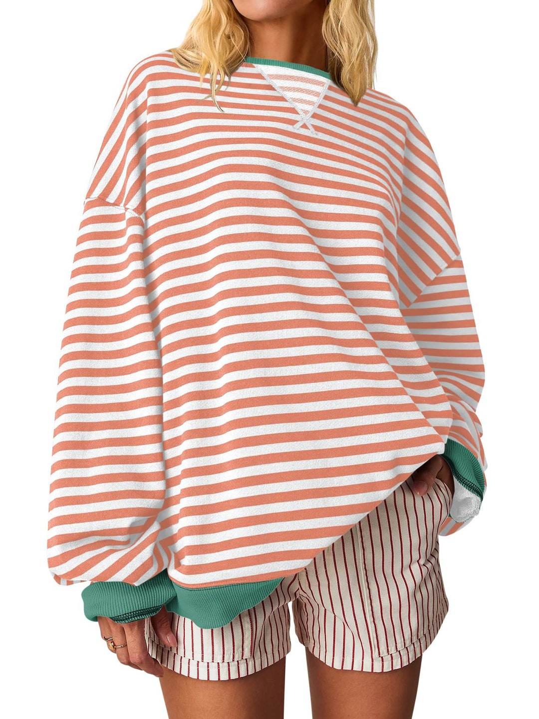 Damen Oversized gestreifter Sweatshirt