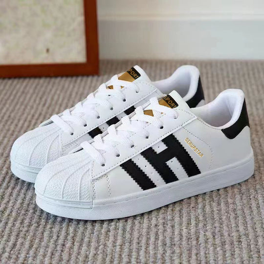 Damen Sportliche Freizeit Sneakers mit Lederoberfläche und rutschfester Sohle