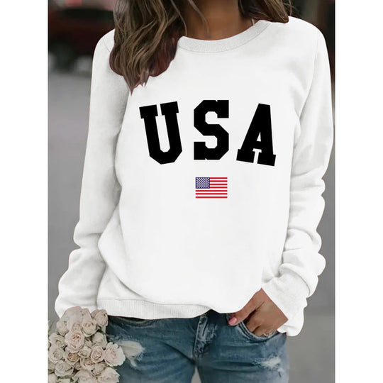 Damen Sweatshirt mit modernem USA-Statement und gemütlicher Passform