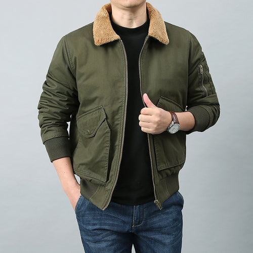 Herren Kurzschnitt Bomberjacke im Pilotenstil mit Teddykragen, Utility‑Taschen und gerippten Bündchen Shop Nory