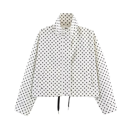 Damen Gekürzte Punkte-Utility-Jacke mit Stehkragen und Tunnelzug Shop Nory