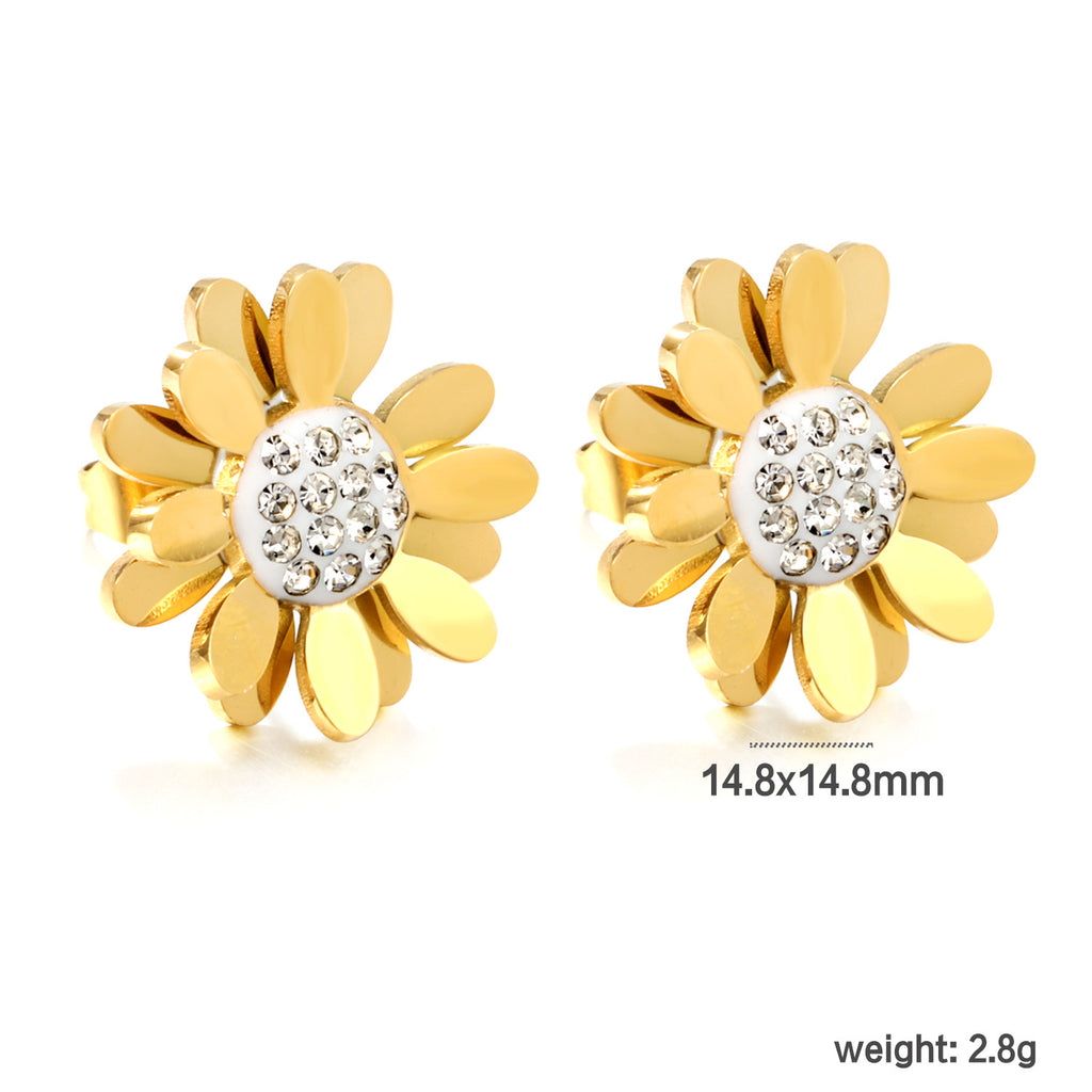 Damen Hängende Ohrstecker mit floralem Design aus hochwertigem, goldplattierten Edelstahl Shop Nory