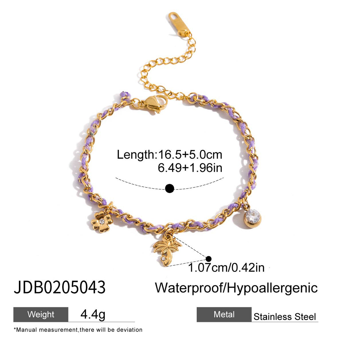 Damen Armband mit bunten Anhängern und hypoallergenen Eigenschaften Shop Nory