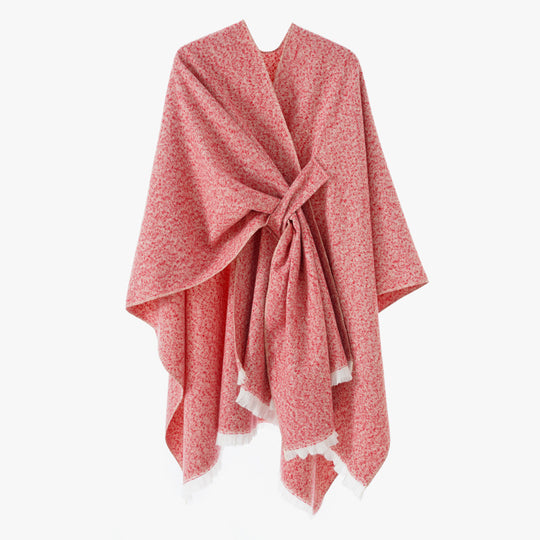 Damen Wollmix-Umhang mit Bindeschlaufe und Fransensaum Shop Nory