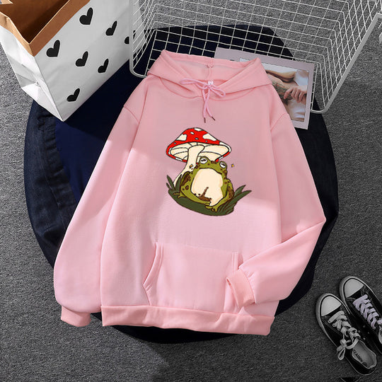 Damen nan weitgeschnittener Kapuzenpullover mit Gothic-Statementprint und Kängurutasche Shop Nory