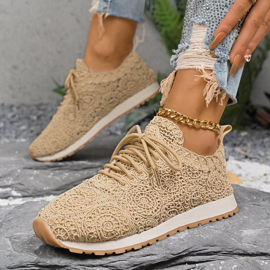Damen Leichte Sneaker mit Häkelspitzen-Obermaterial und profilierter Gummisohle Shop Nory
