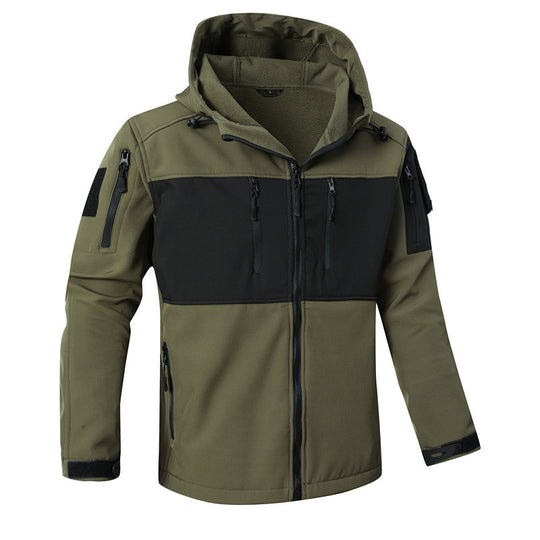Herren Softshell-Tactical Jacke mit Fleece-Innenfutter, Kapuze und Multifunktionstaschen Shop Nory
