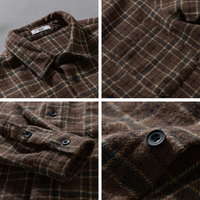 Herren Lockeres Flanell-Hemdjacken-Overshirt mit weichem Griff und aufgesetzter Brusttasche Shop Nory