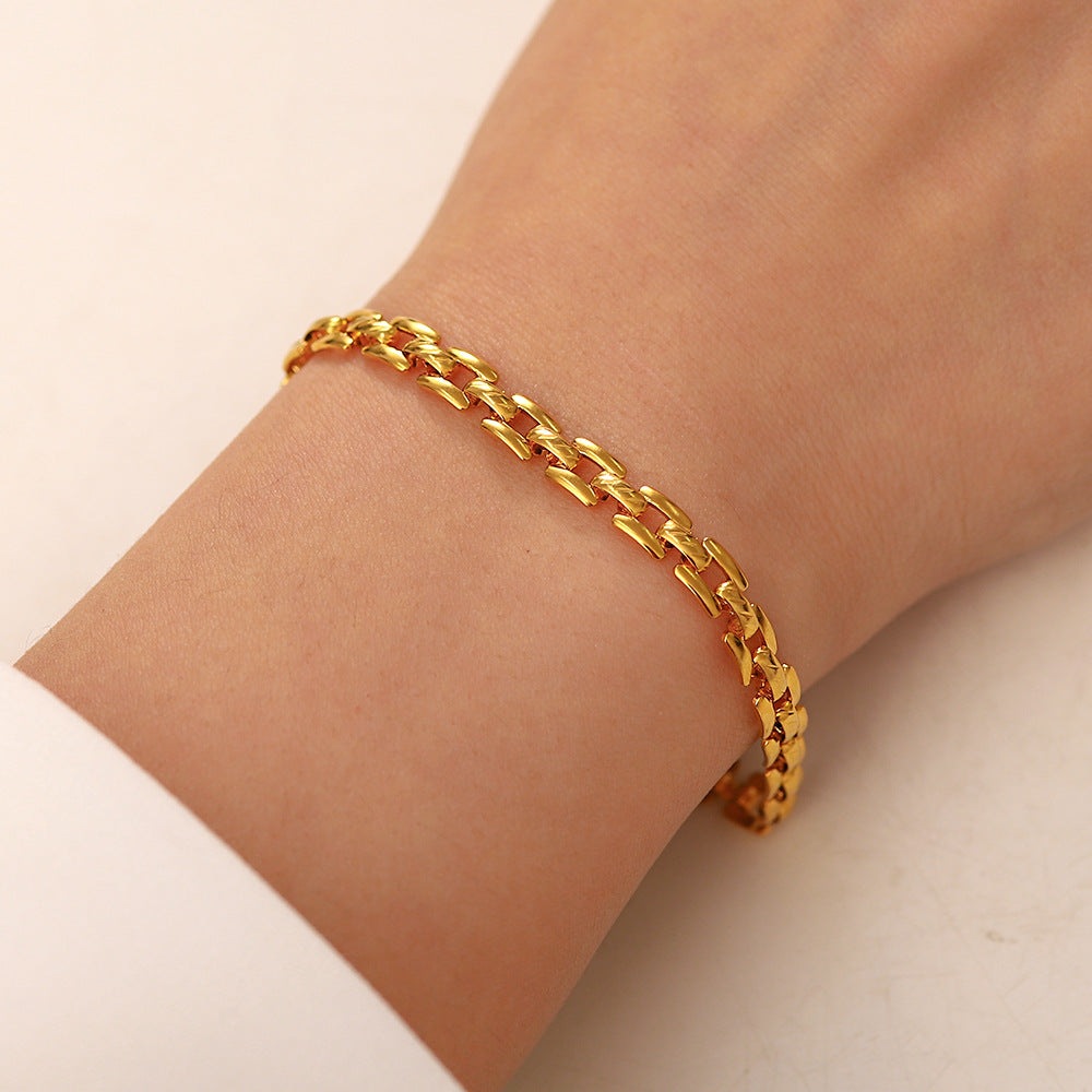Damen elegantes Gliederarmband aus hypoallergenem Edelstahl Shop Nory