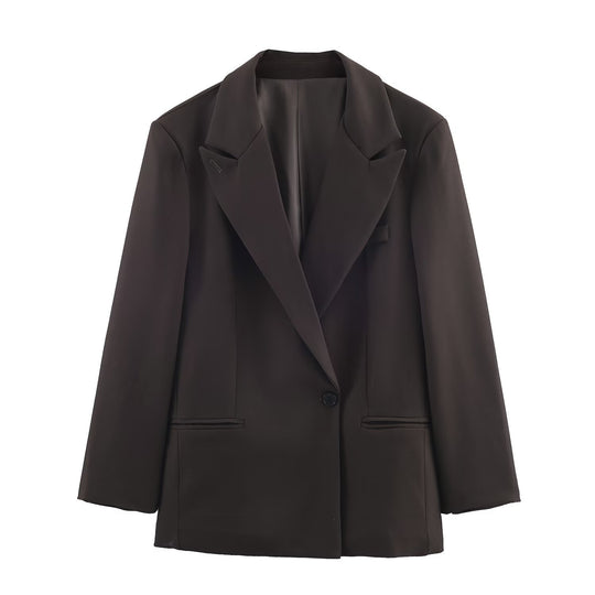 Damen Taillierter Longline-Blazer mit fallendem Revers und Ein-Knopf-Verschluss Shop Nory