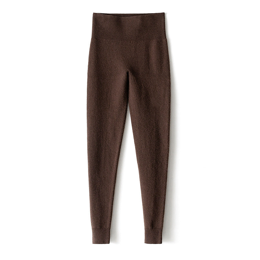 Damen Thermo-Feinstrick-Leggings mit hoher Taille und geripptem Knöchelabschluss Shop Nory