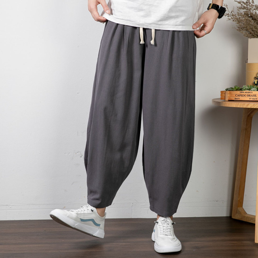 Herren Lässige Cropped Haremshose aus Baumwollmix mit Tunnelzug und gerippten Knöchelbündchen Shop Nory