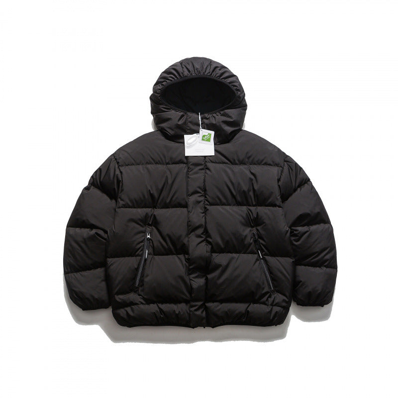 Unisex Kurze Boxy‑Pufferjacke mit voluminöser Kapuze, verdeckter Frontblende und Reißverschlusstaschen Shop Nory