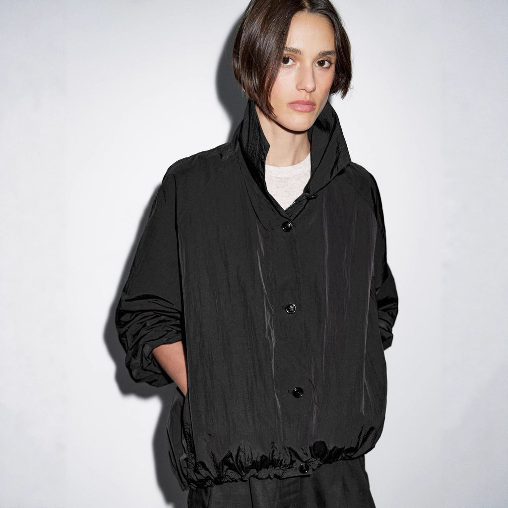Damen Modische Kurzjacke mit hohem Kragen und elastischem Bund