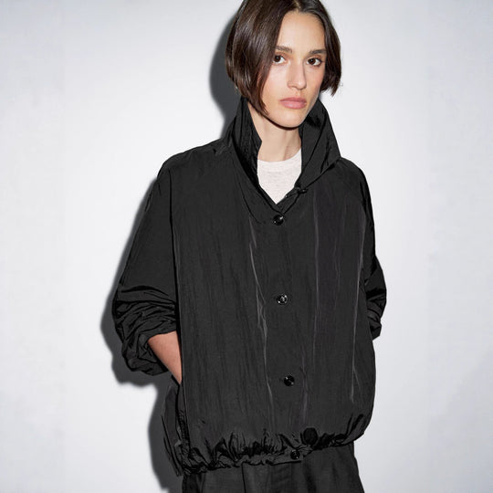 Damen Modische Kurzjacke mit hohem Kragen und elastischem Bund