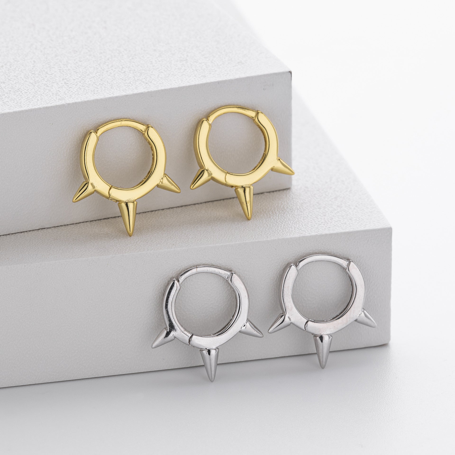 Damen Ohrhänger mit modernem Spike-Design aus hochwertigem 925 Sterling Silber Shop Nory