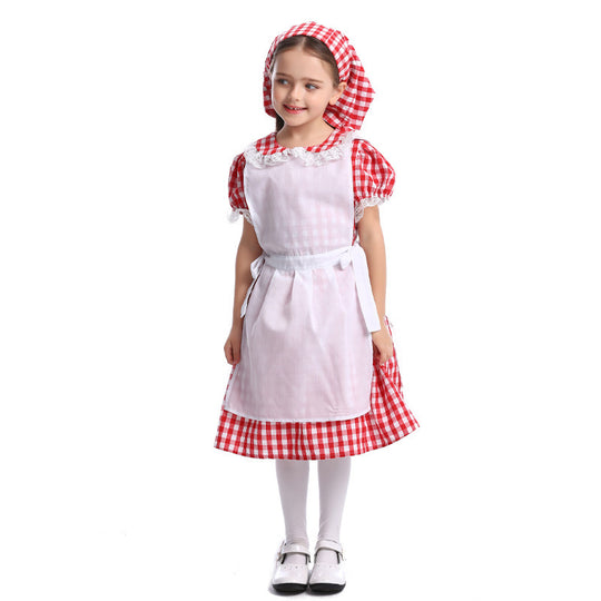 Damen nan traditionelles Bauernmädchenkleid mit Spitzenschürze und Kapuze Shop Nory