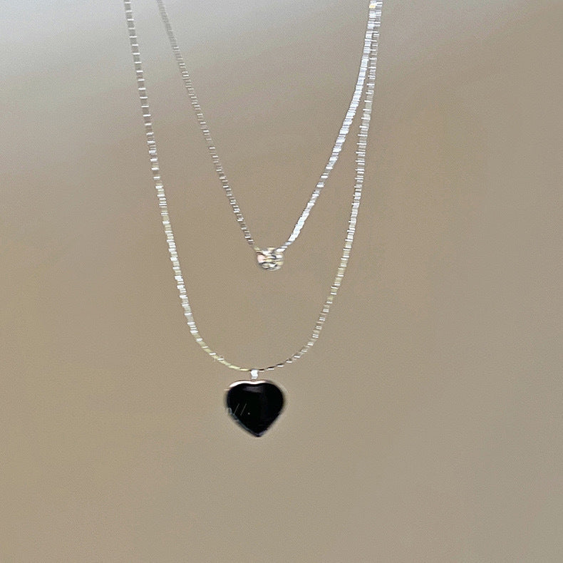 Damen Halskette mit eleganten Herz- und Kristallanhängern Shop Nory