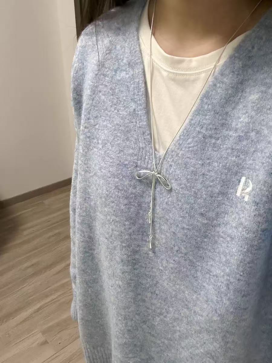 Damen Kette mit funkelndem Schleifenanhänger Shop Nory