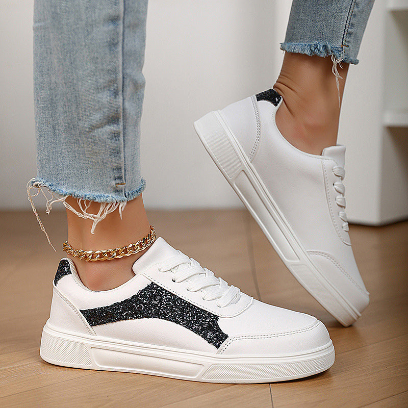Damen Sportliche Sneakers mit Glitzer-Applikationen