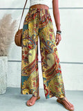 Damen weite Hochwasserhose mit Paisleymuster