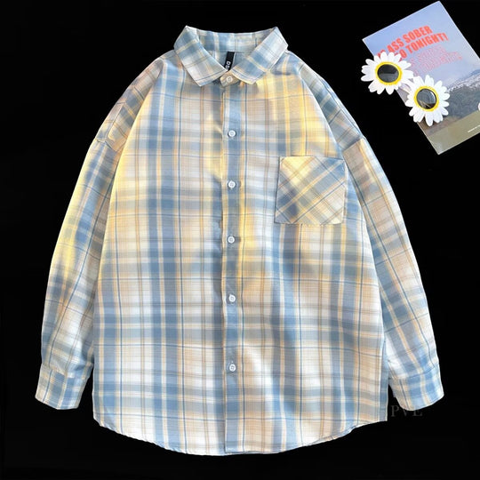 Herren Oversized Karo-Flanellhemd mit Brusttasche und Drop-Shoulder Shop Nory