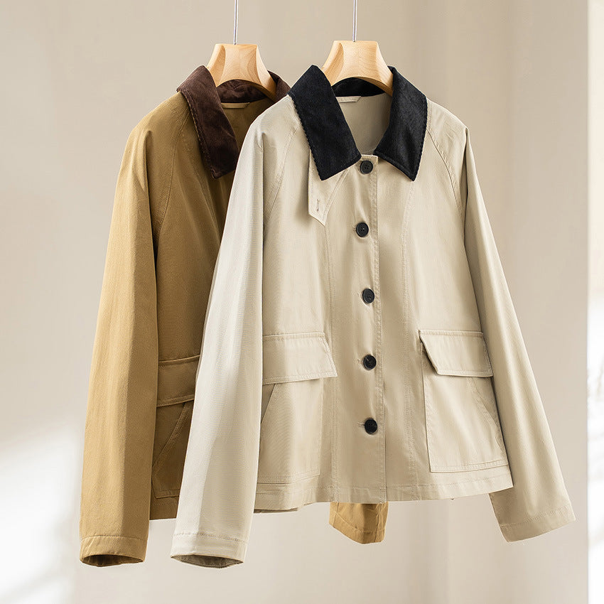 Damen Kurzjacke mit Cordkragen und aufgesetzten Taschen Shop Nory