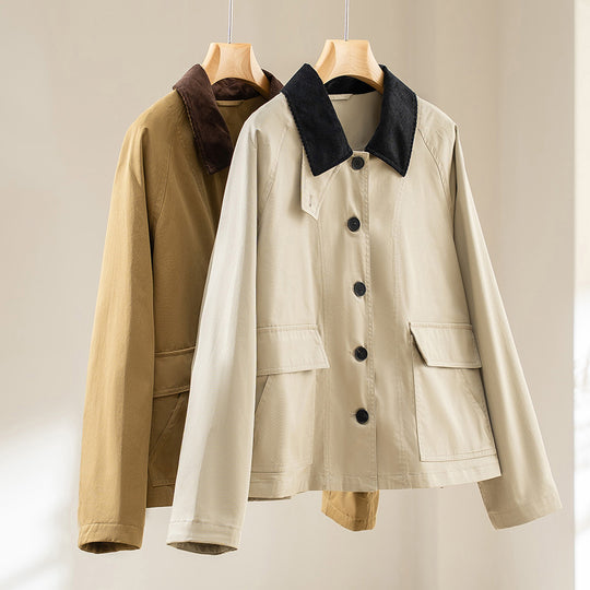 Damen Kurzjacke mit Cordkragen und aufgesetzten Taschen Shop Nory