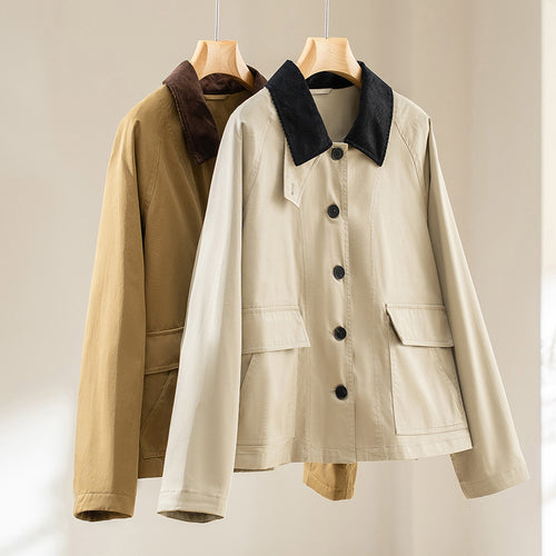 Damen Kurzjacke mit Cordkragen und aufgesetzten Taschen Shop Nory