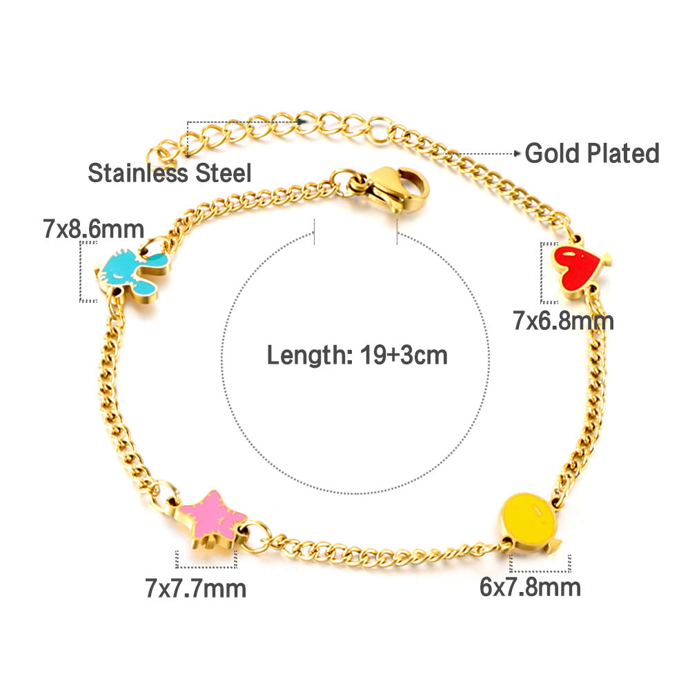 Damen Armkettchen mit bunten Anhängern aus hochwertigem Edelstahl Shop Nory