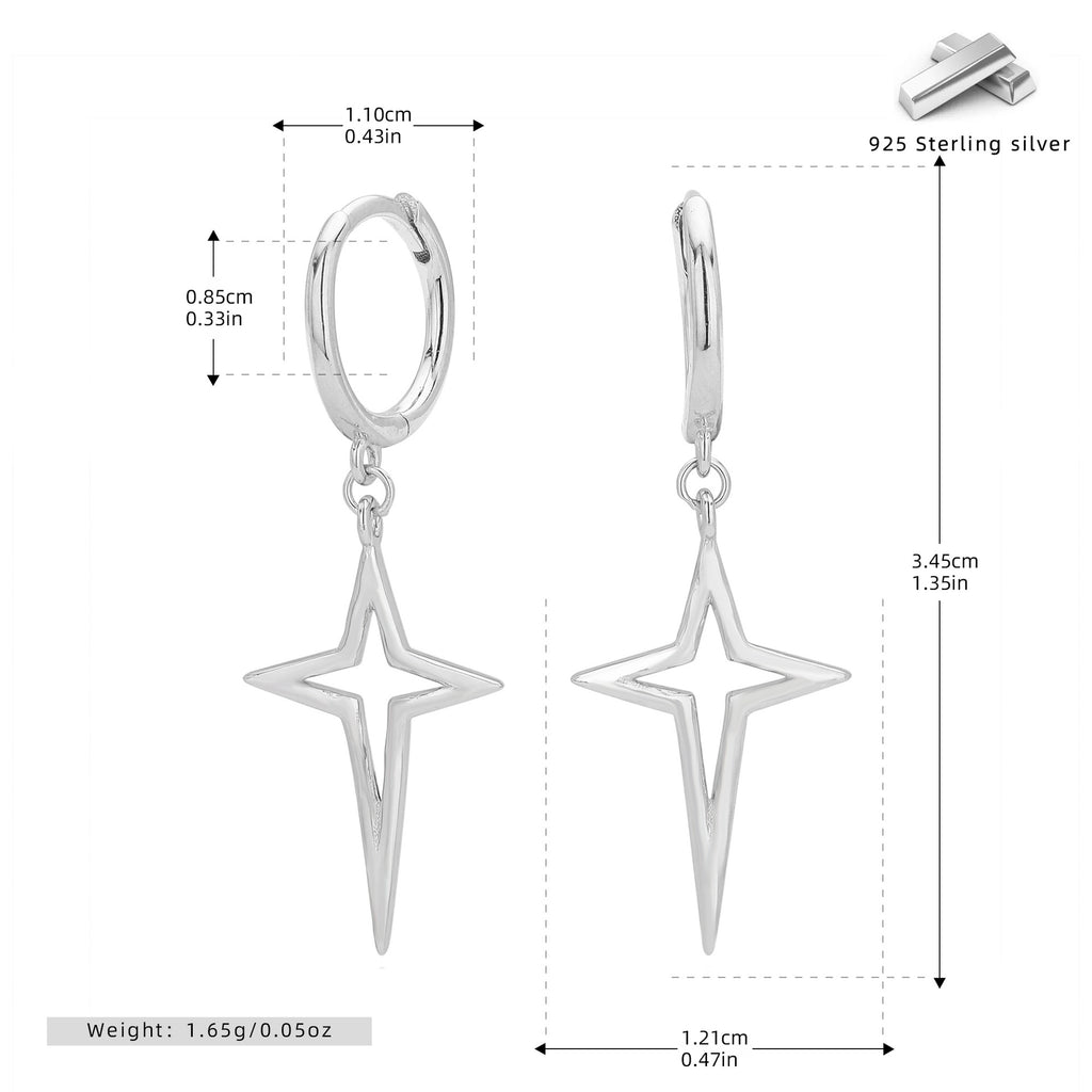 Damen Ohrringe mit modernem Sternendesign aus 925 Sterling Silber Shop Nory