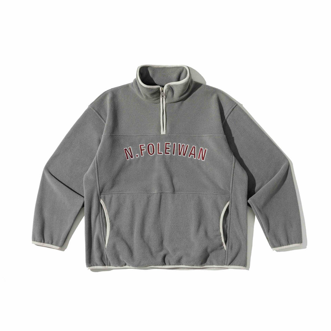 Unisex Fleece-Pullover mit halbhohem Reißverschluss, Kängurutasche und Collegestyle-Stick Shop Nory